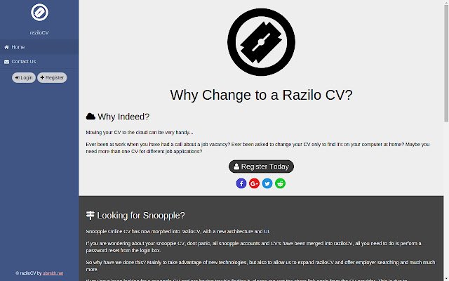 raziloCV Cloud CV (Lanjutkan) Sistem dari toko web Chrome untuk dijalankan dengan OffiDocs Chromium online