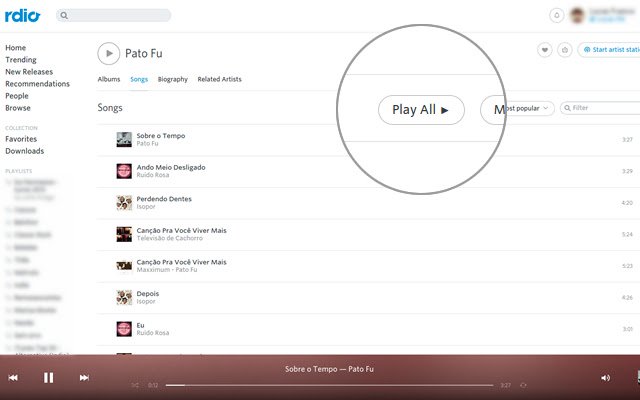 Rdio Play All із веб-магазину Chrome для запуску з OffiDocs Chromium онлайн