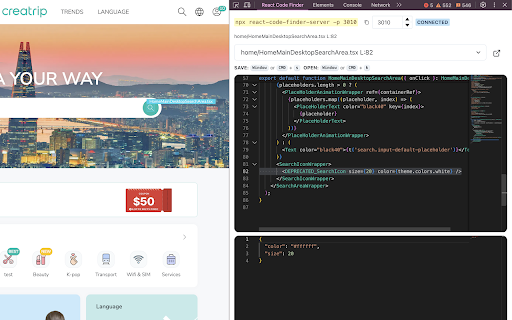 React code finder  from Chrome web store to be run with OffiDocs Chromium online
