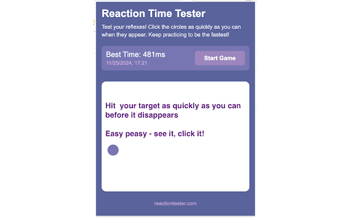 Reaction Tester  from Chrome web store to be run with OffiDocs Chromium online