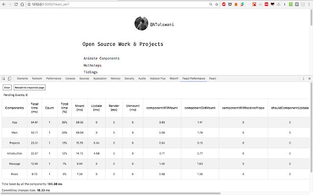 React Performance Devtool dal Chrome Web Store da eseguire con OffiDocs Chromium online