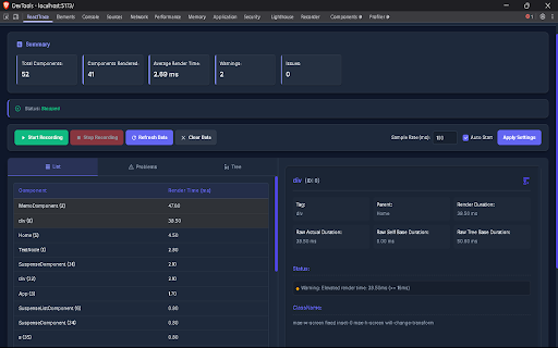 ReactTrace  from Chrome web store to be run with OffiDocs Chromium online