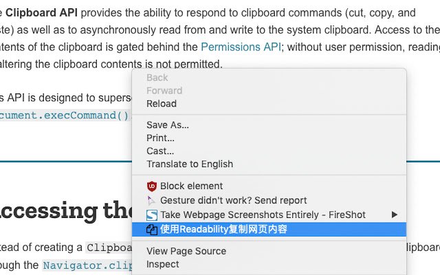 ReadabilityCopy  from Chrome web store to be run with OffiDocs Chromium online