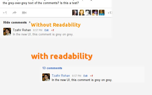 Readability for Google Plus™  from Chrome web store to be run with OffiDocs Chromium online