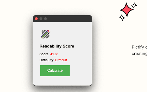Readability Score Calculator  from Chrome web store to be run with OffiDocs Chromium online