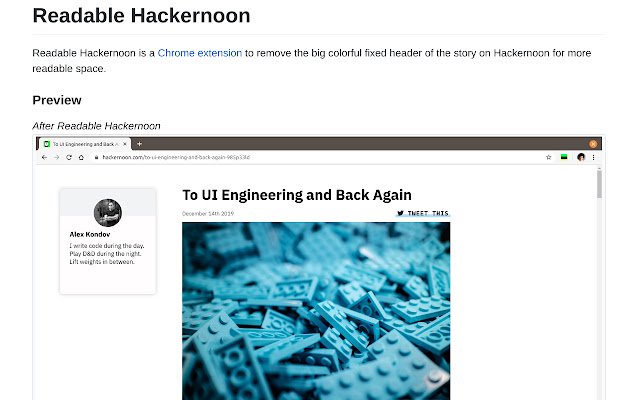 Читабельный Hackernoon из интернет-магазина Chrome будет запускаться с помощью OffiDocs Chromium онлайн