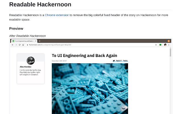 Readable Hackernoon  from Chrome web store to be run with OffiDocs Chromium online