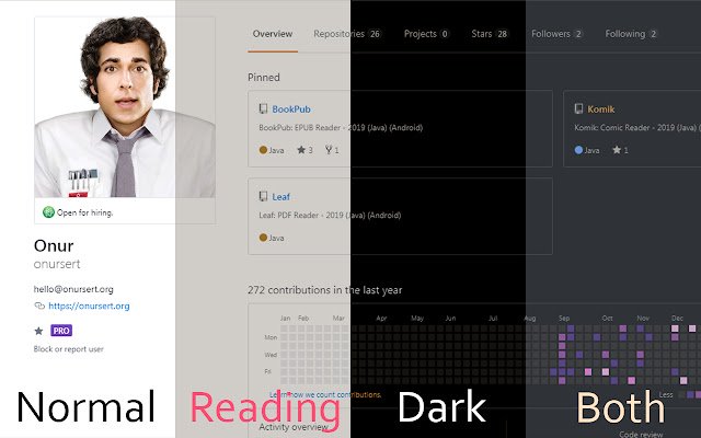 ReaDark Reading Dark Mode aus dem Chrome-Webshop zur Ausführung mit OffiDocs Chromium online