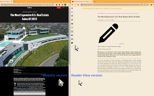 Reader View 2.0  from Chrome web store to be run with OffiDocs Chromium online