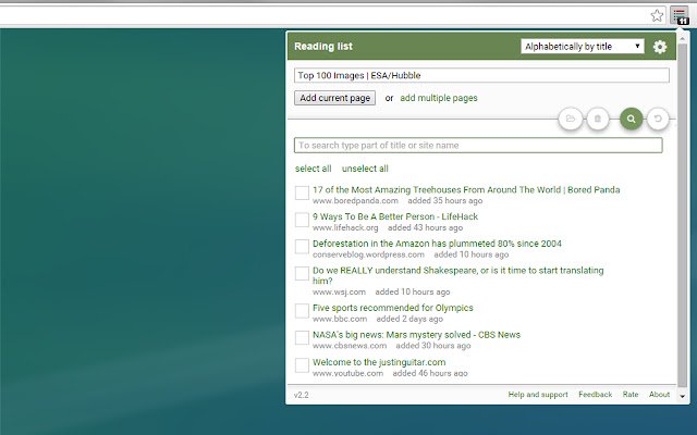 OffiDocs Chromium オンラインで実行される Chrome ウェブストアのリーディング リスト
