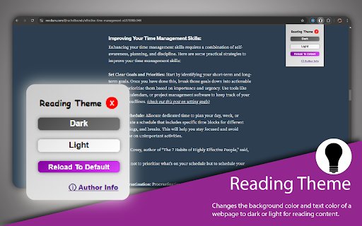 Reading Theme  from Chrome web store to be run with OffiDocs Chromium online