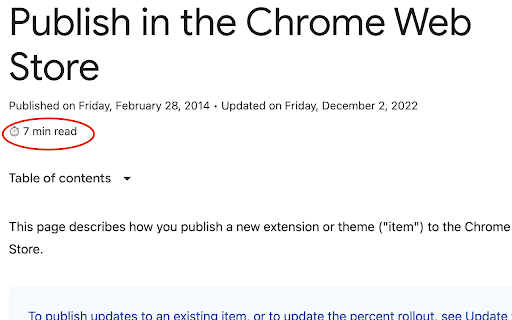 Reading time  from Chrome web store to be run with OffiDocs Chromium online
