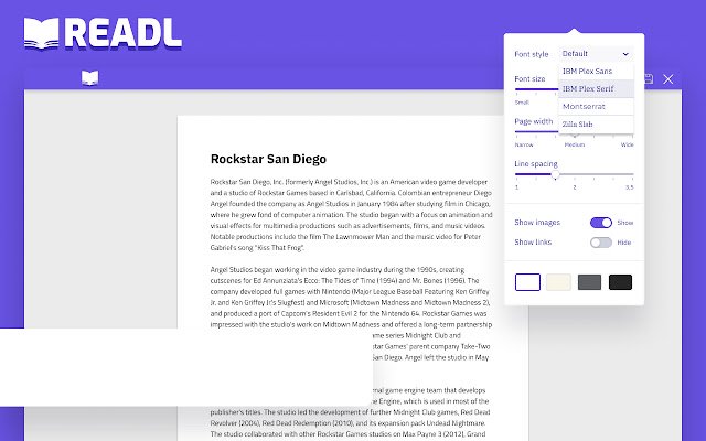 Mode Readl Reader de la boutique en ligne Chrome à exécuter avec OffiDocs Chromium en ligne