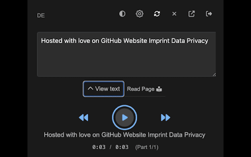 Readme Text to Speech aus dem Chrome-Webshop zur Ausführung mit OffiDocs Chromium online
