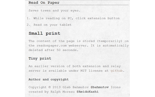 Read On Paper  from Chrome web store to be run with OffiDocs Chromium online