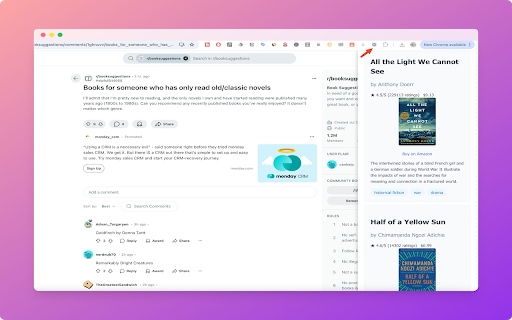 ReadRadar: Discover Books on Any Website  from Chrome web store to be run with OffiDocs Chromium online