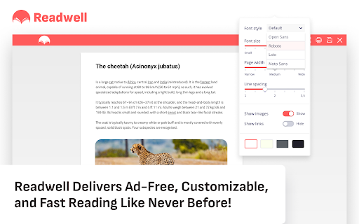 Readwell Screen Reader  from Chrome web store to be run with OffiDocs Chromium online