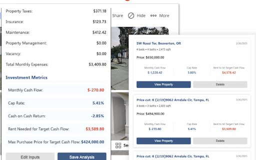 Real Estate Investment Analyzer  from Chrome web store to be run with OffiDocs Chromium online