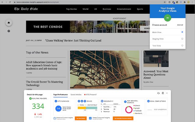 Realtime Content Insights Chrome Extension  from Chrome web store to be run with OffiDocs Chromium online