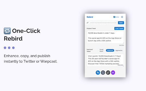 Rebird  from Chrome web store to be run with OffiDocs Chromium online