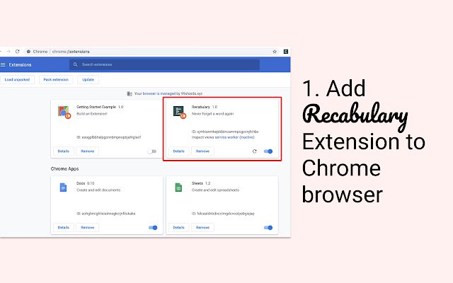 Recabulary aus dem Chrome-Webshop zur Ausführung mit OffiDocs Chromium online