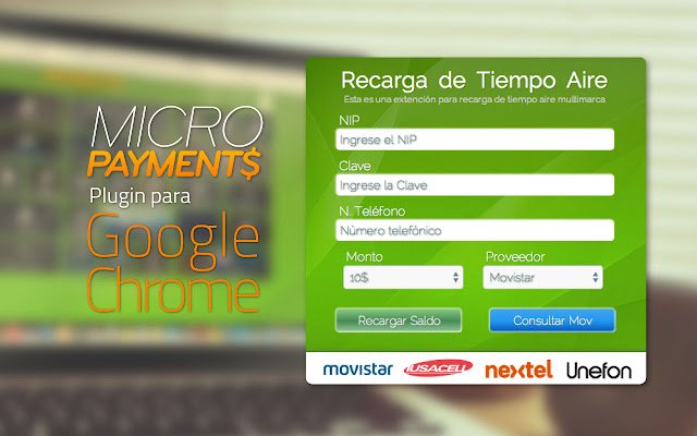 Recarga Tiempo Aire MultiMarca Micropayments از فروشگاه وب کروم با OffiDocs Chromium به صورت آنلاین اجرا می شود