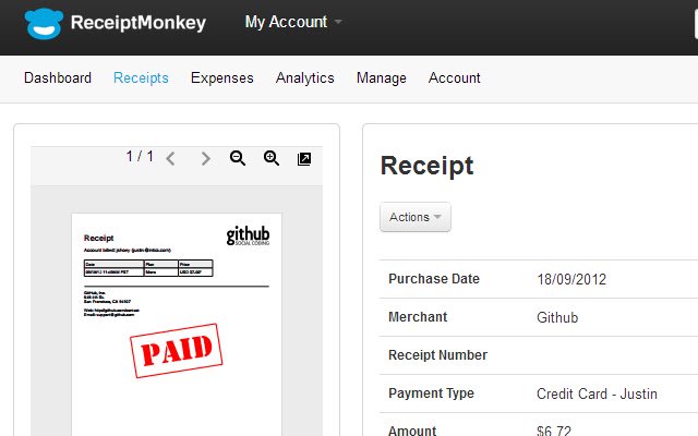 ReceiptMonkey  from Chrome web store to be run with OffiDocs Chromium online