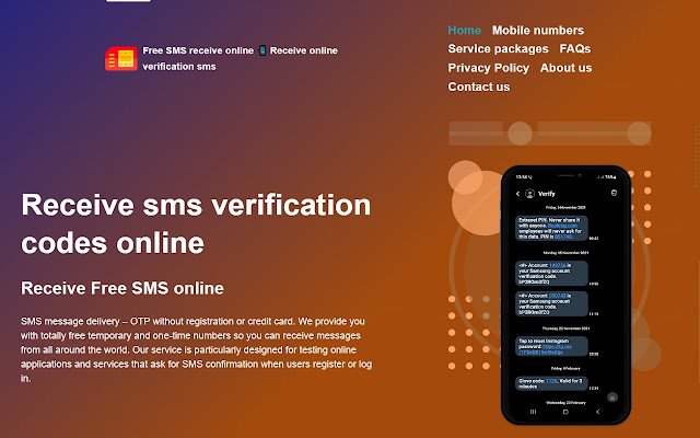 Receive SMS online verification codes  from Chrome web store to be run with OffiDocs Chromium online