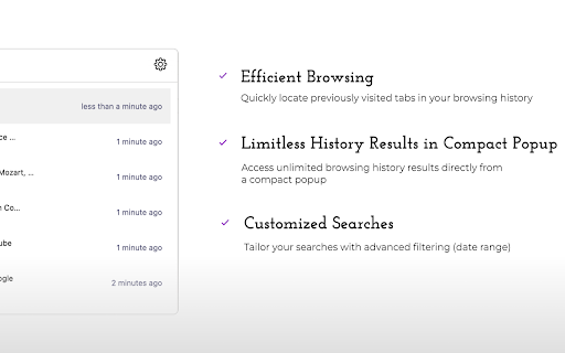 Recent history search  from Chrome web store to be run with OffiDocs Chromium online