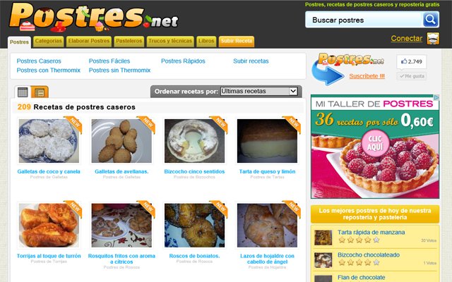 OffiDocs Chromium 온라인에서 실행될 Chrome 웹 스토어의 Recetas de Postres caseros