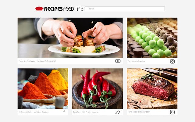 Scheda Feed ricette dal negozio web di Chrome da eseguire con OffiDocs Chromium online