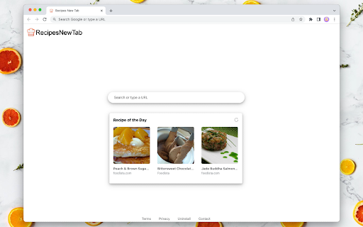 Recipes New Tab  from Chrome web store to be run with OffiDocs Chromium online