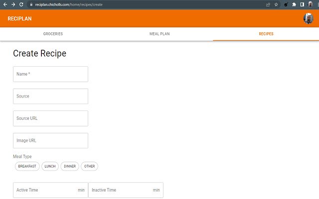 Reciplan Recipe Importer ze sklepu internetowego Chrome do uruchomienia z OffiDocs Chromium online