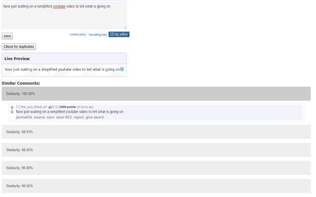 Reddit comment checker  from Chrome web store to be run with OffiDocs Chromium online