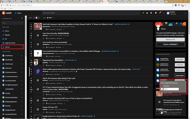 Спеціальні канали Reddit із веб-магазину Chrome, які можна запускати за допомогою OffiDocs Chromium онлайн