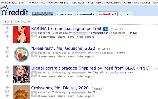 Reddit Deduplicator ze sklepu internetowego Chrome do uruchomienia z OffiDocs Chromium online