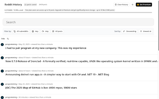 Reddit History Logs Every Post You’ve Viewed  from Chrome web store to be run with OffiDocs Chromium online