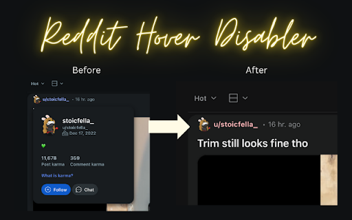Reddit Hover Disabler  from Chrome web store to be run with OffiDocs Chromium online Reddit Hover Disabler  from Chrome web store to be run with OffiDocs Chromium online