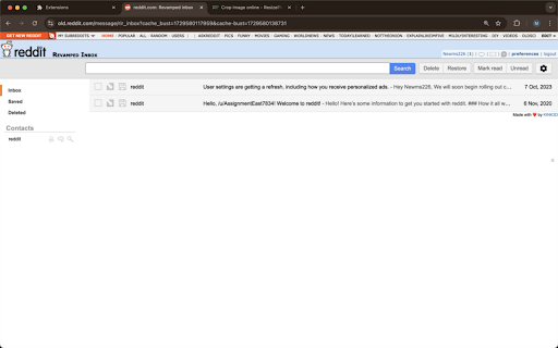 Reddit Inbox Remake from Chrome web store to be run with OffiDocs Chromium online Reddit Inbox Remake from Chrome web store to be run with OffiDocs Chromium online