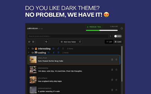 Reddit Librarian  from Chrome web store to be run with OffiDocs Chromium online