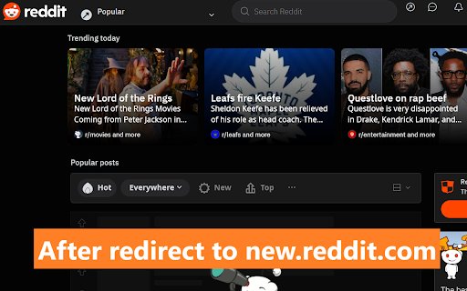 Reddit Redirect  from Chrome web store to be run with OffiDocs Chromium online