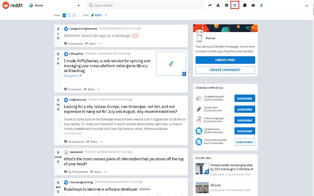 Reddit r/willekeurig uit de Chrome-webwinkel om te worden uitgevoerd met OffiDocs Chromium online