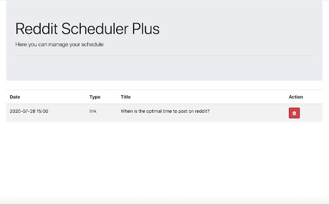 Reddit Scheduler Plus จาก Chrome เว็บสโตร์ที่จะรันด้วย OffiDocs Chromium ออนไลน์