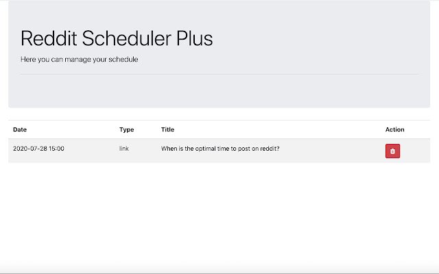 Reddit Scheduler Plus dari toko web Chrome untuk dijalankan dengan OffiDocs Chromium online