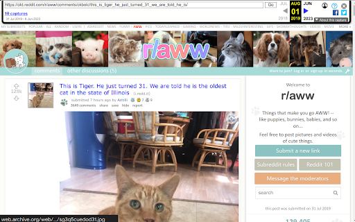 Reddit Wayback Redirector  from Chrome web store to be run with OffiDocs Chromium online