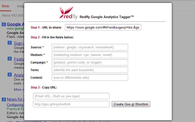 Redfly Tagger for Google Analytics™  from Chrome web store to be run with OffiDocs Chromium online