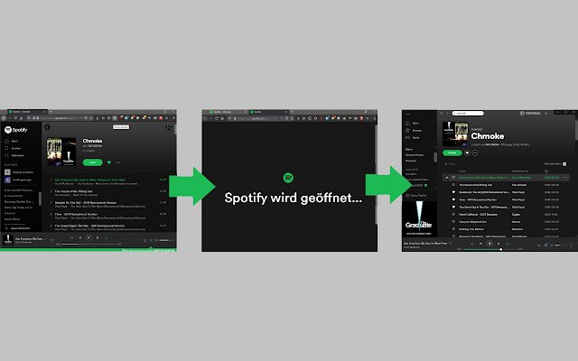 Reindirizzamento per Spotify dal web store di Chrome da eseguire con OffiDocs Chromium online