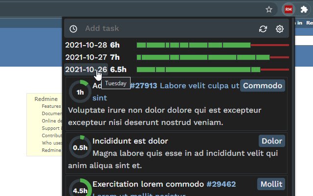 Redmine Time Spender  from Chrome web store to be run with OffiDocs Chromium online
