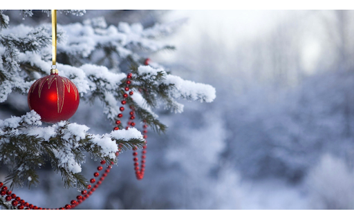 Red Ornament on Snowy Tree  from Chrome web store to be run with OffiDocs Chromium online