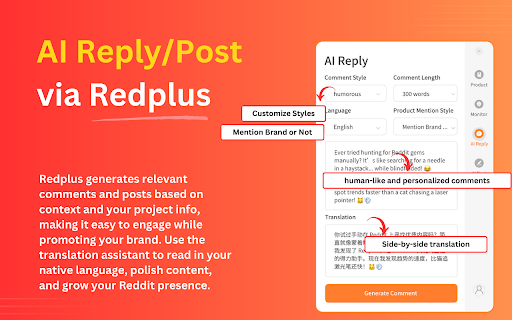 Redplus AI Reddit Monitoring  Marketing Tool  from Chrome web store to be run with OffiDocs Chromium online